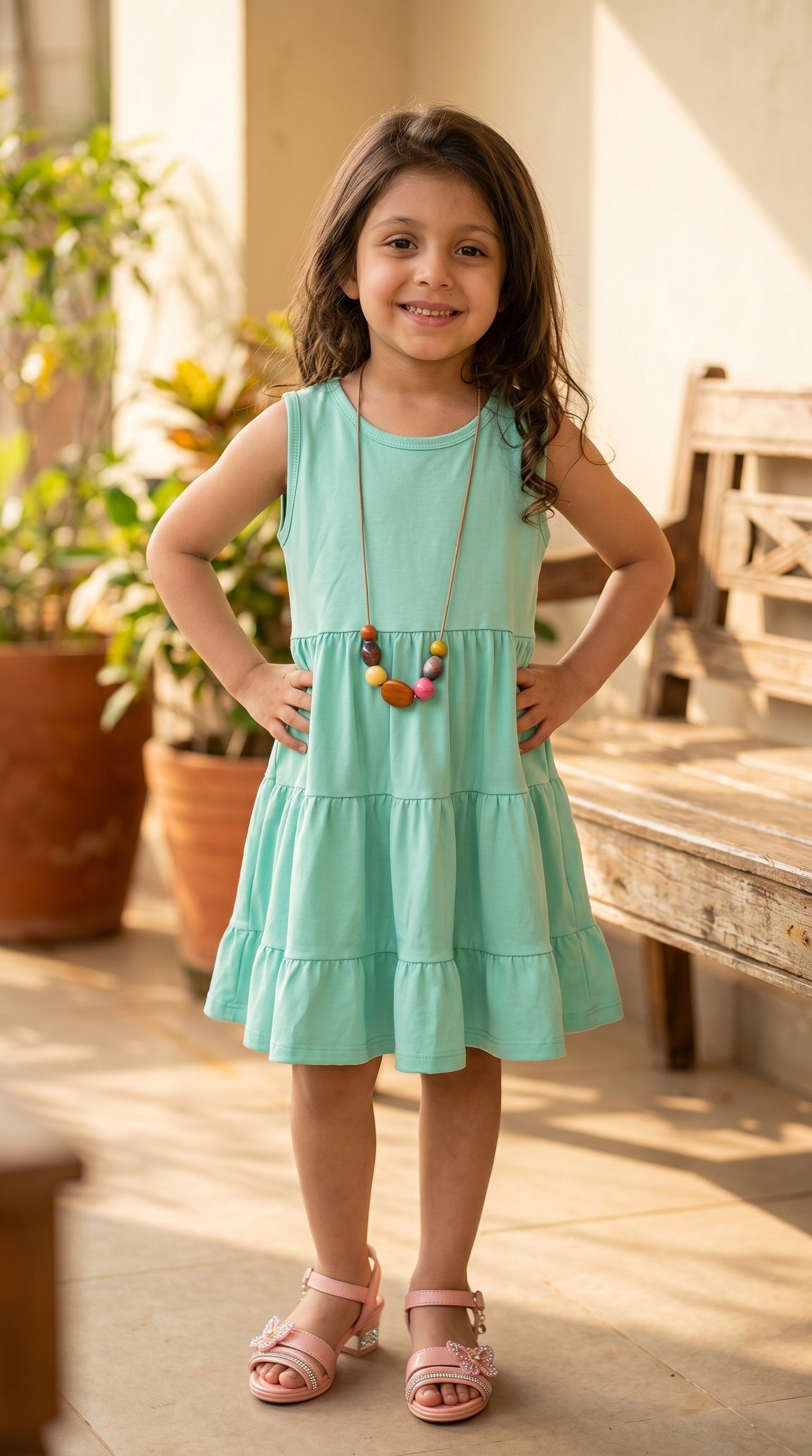 Abitino Petit Jolie Verde con Collana