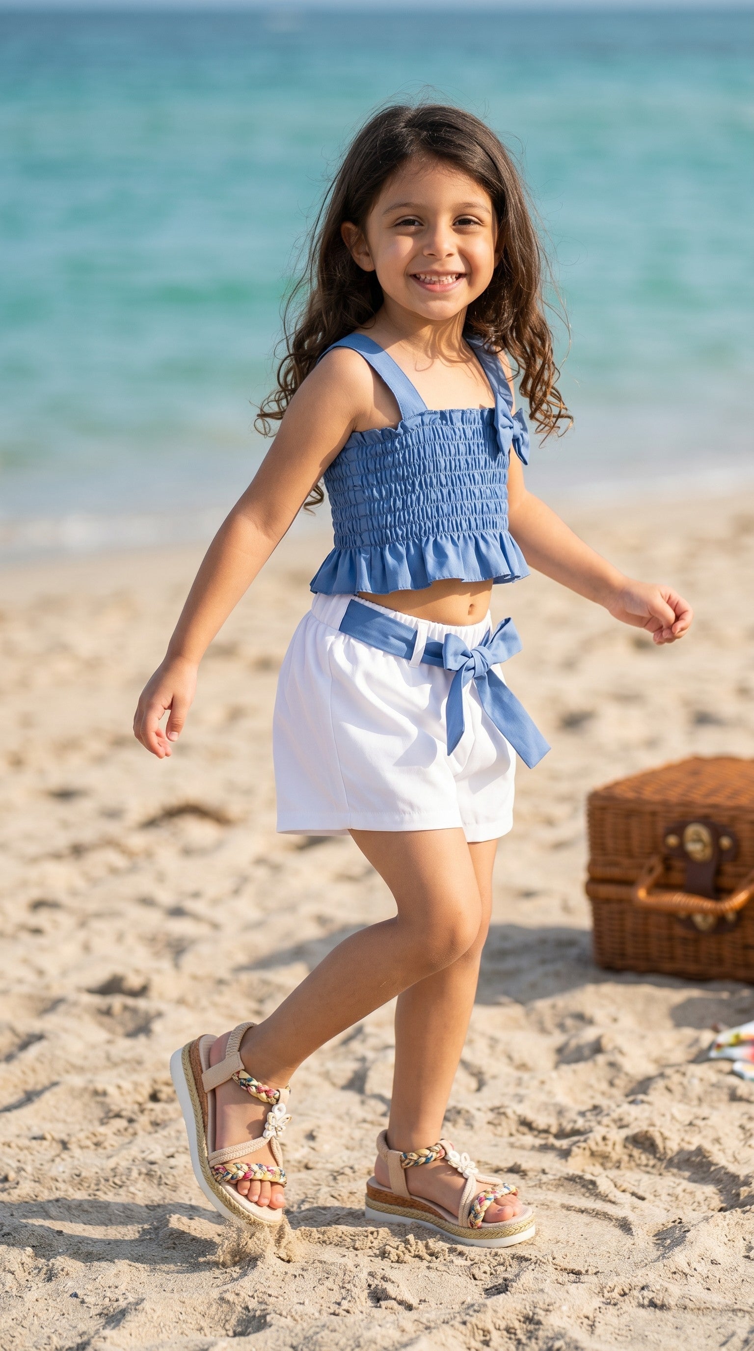Completo Due Pezzi - Toppino Elasticizzato in Cotone e Short con Cintura