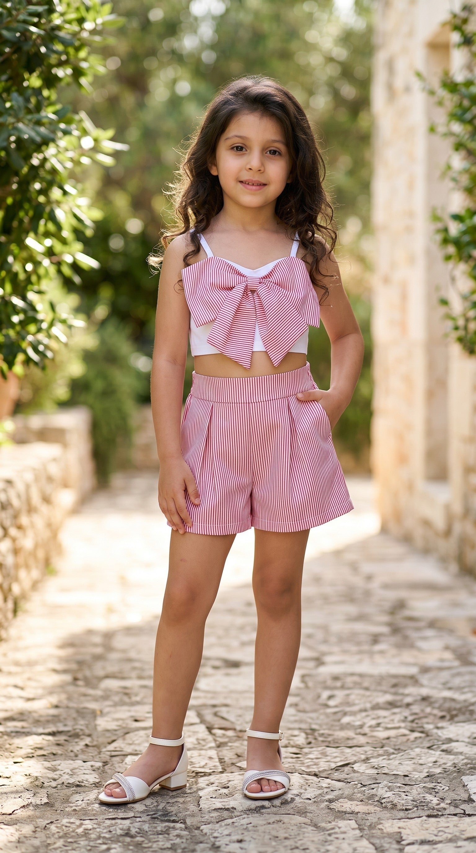 Completo 2 Pezzi Top con Fiocco e Pantalone – Bimba 4-8 Anni
