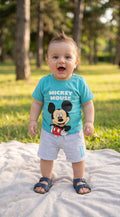 Completo Disney Topolino T-Shirt Azzurra e Pantalone Grigio - Bimbo