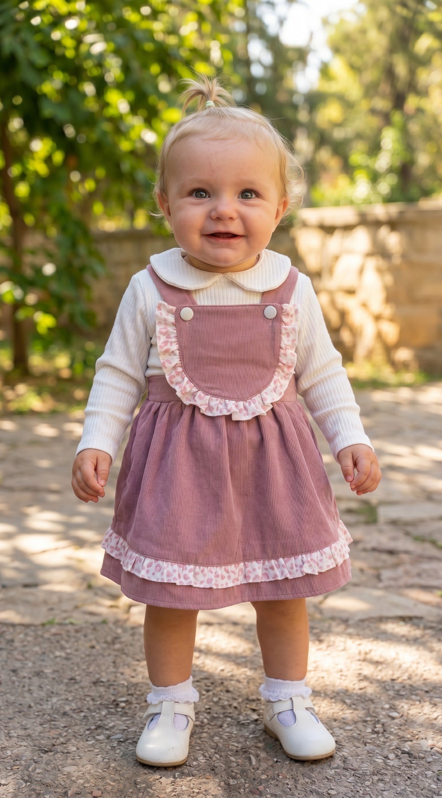 Completo Neonata Maglia e Salopette a Gonna (9-36 mesi)