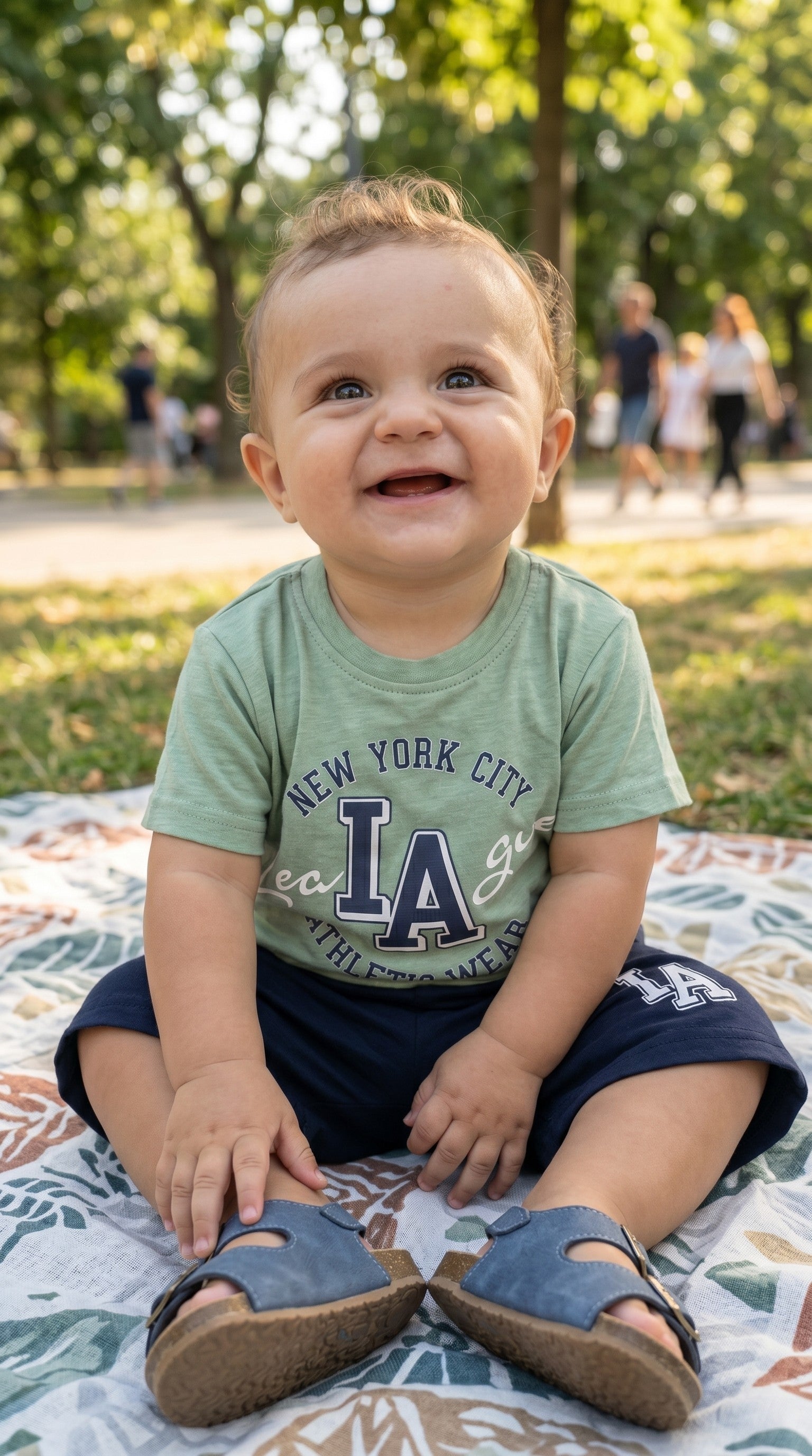 L'isola che non c'è – Completo 2 pezzi T-shirt stampa e short cotone bambino