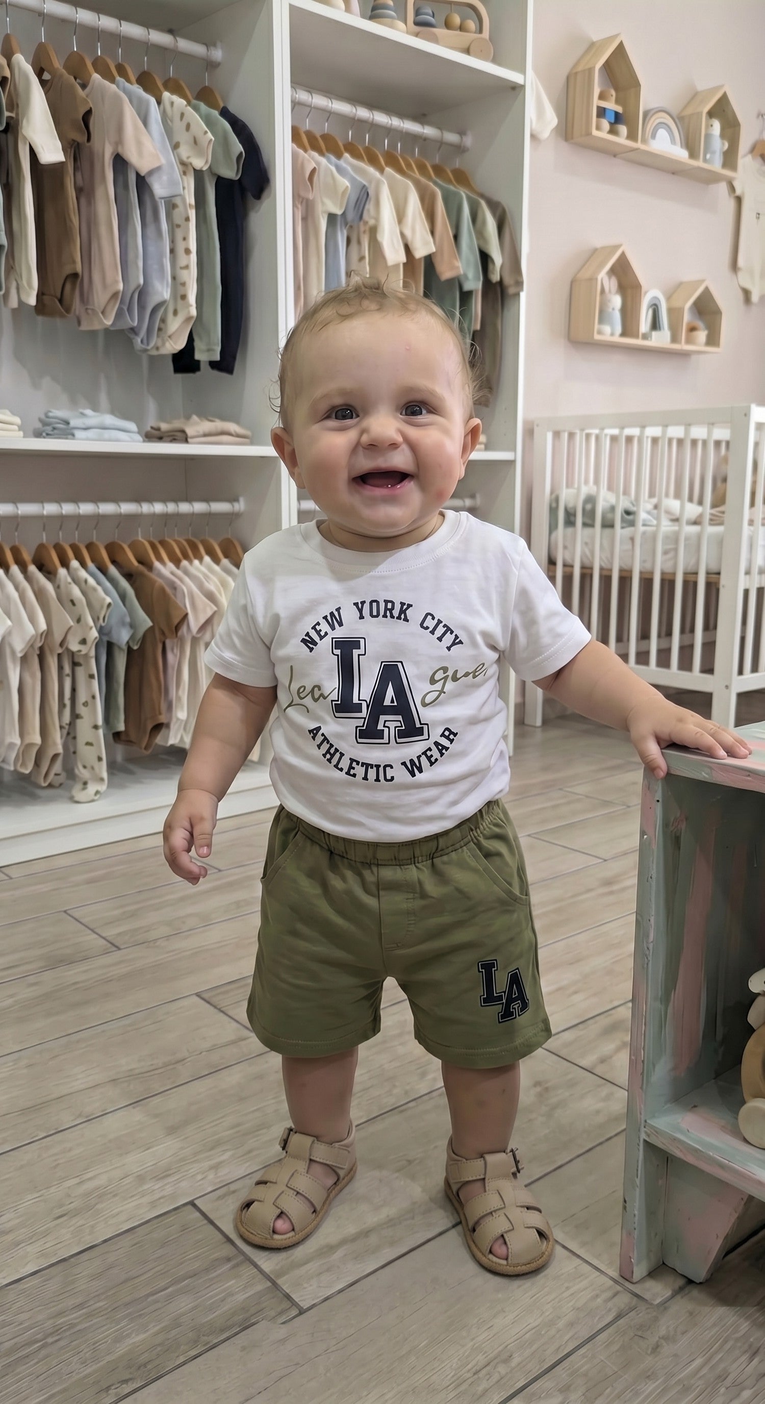 L'isola che non c'è – Completo 2 pezzi T-shirt stampa e short cotone bambino