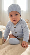 Completo Lanetta 5 Pezzi Neonato - Body, Cardigan, Cappello, Muffole e Babbucce 0-12 Mesi