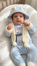Tutone Felpato con Cappello Orsetto e Sciarpa – Neonato 0–12 Mesi