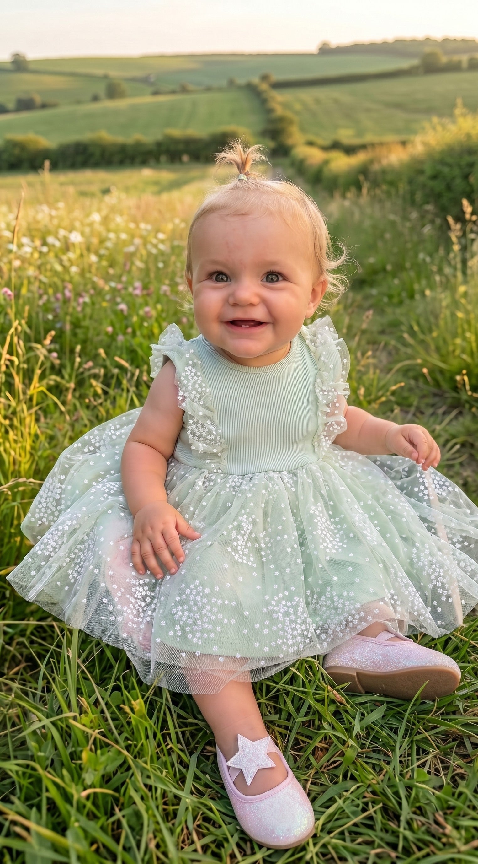 Abitino con Tulle Manica Corta – Neonata 9-36 Mesi