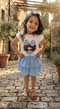 Completo T-Shirt con Stampa e Gonnellina Palloncino - Bimba