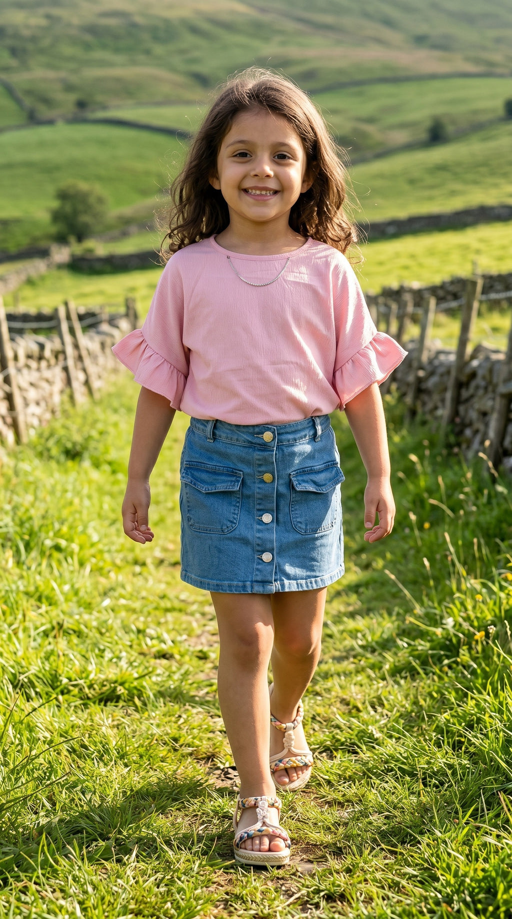 Completo Casacchina e Gonna Jeans con Cuori - Bimba