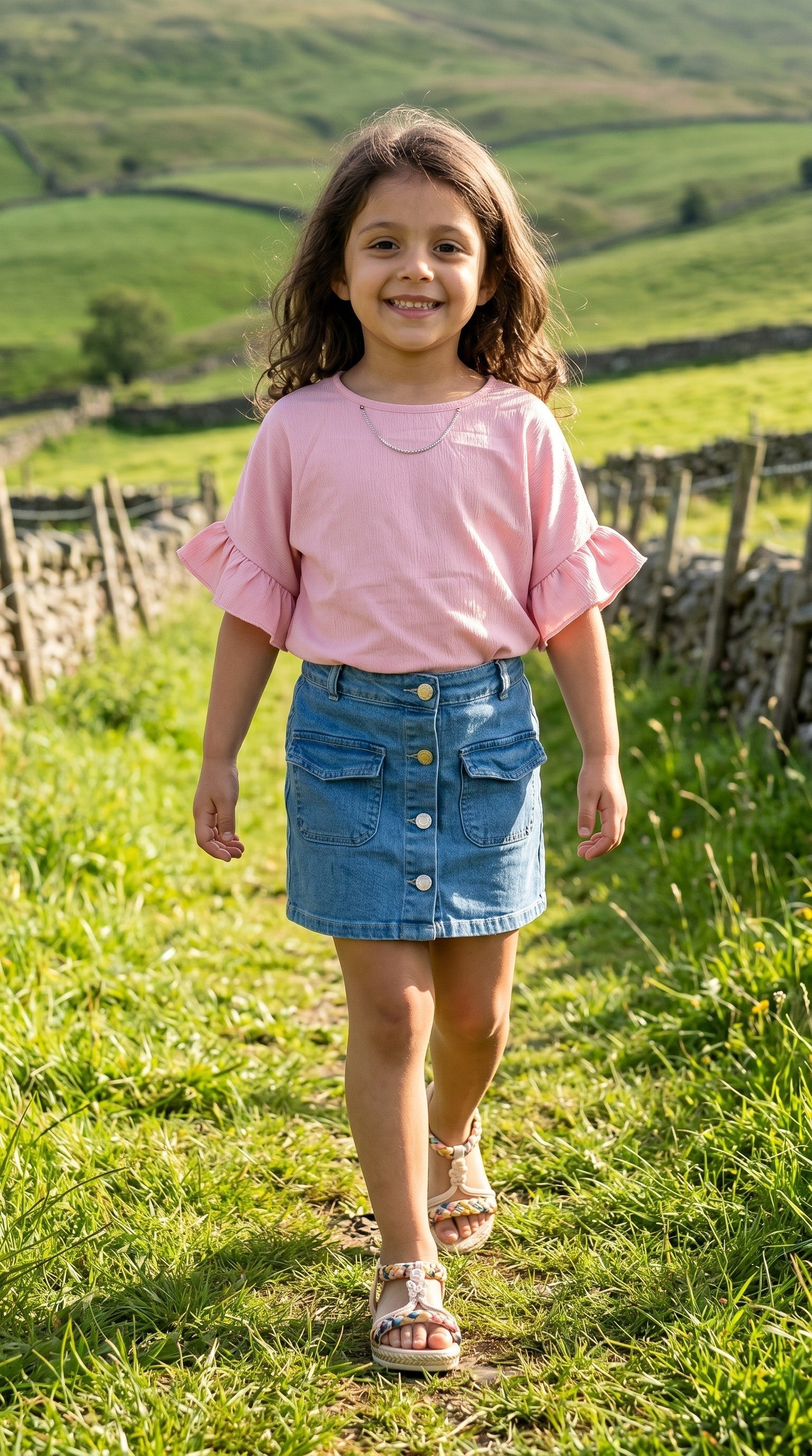 Completo Casacchina e Gonna Jeans con Cuori - Bimba