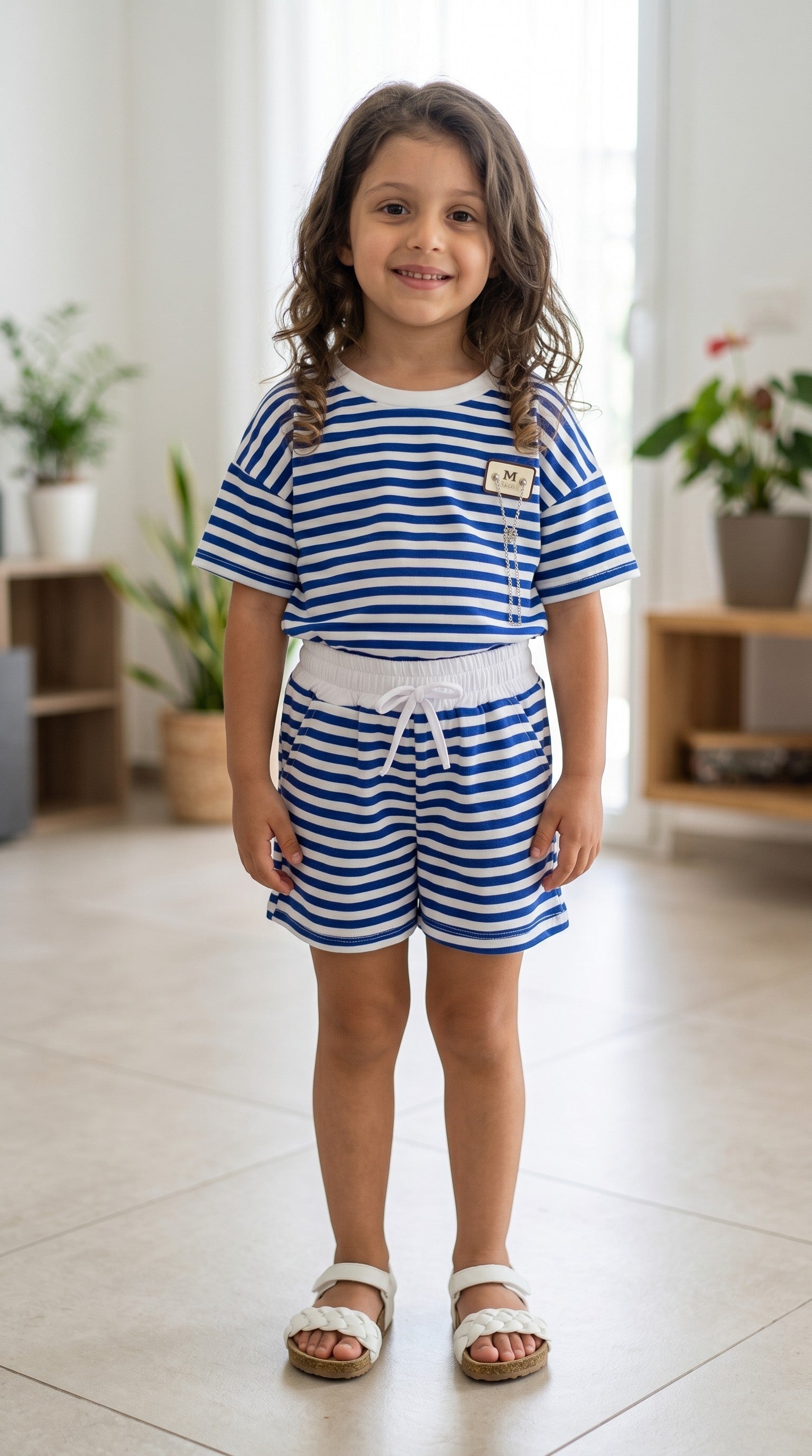 Completo Bimba 2 Pezzi in Cotone Stile Marinaretta