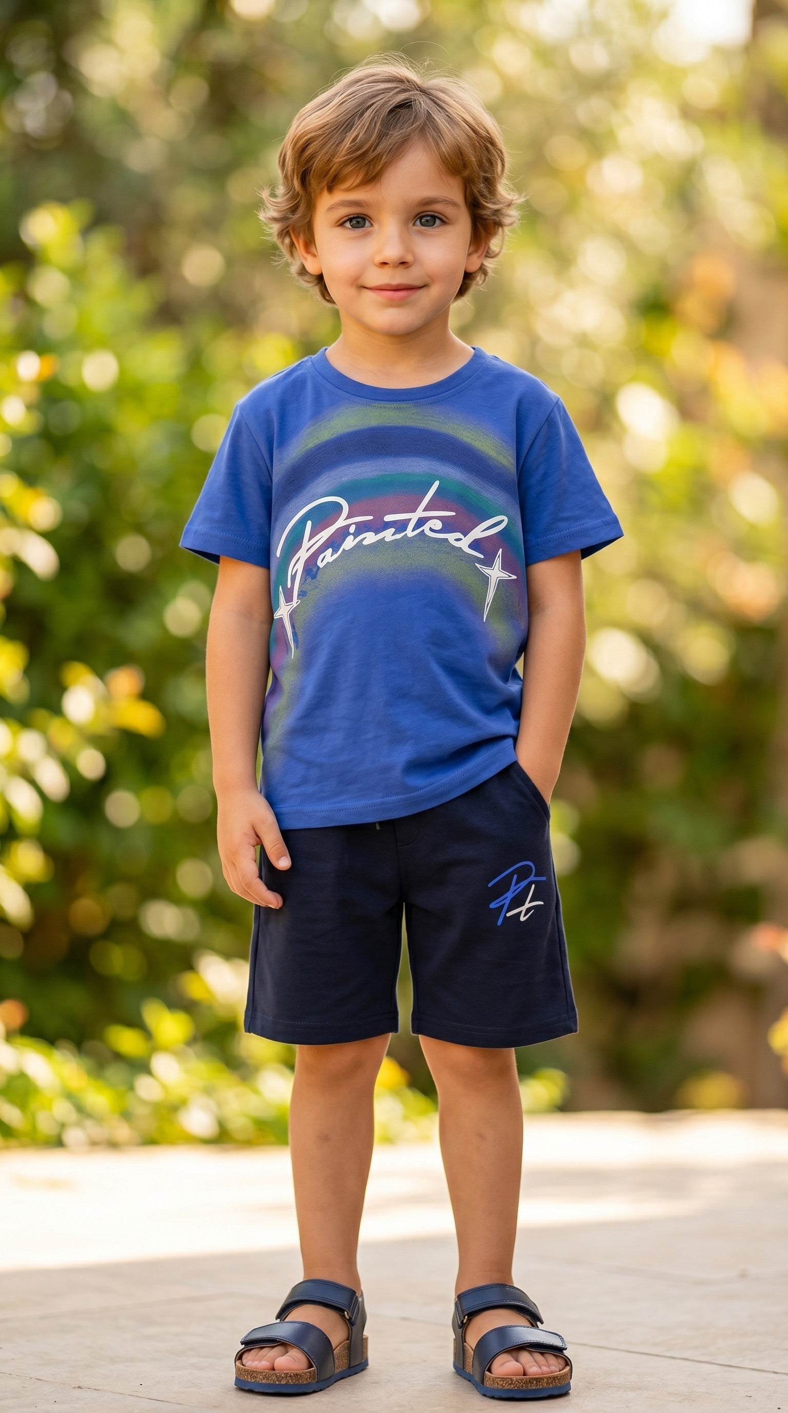 Completo Bimbo in Cotone T-Shirt Bianca e Pantaloncino Nero