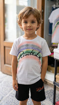 Completo Bimbo in Cotone T-Shirt Bianca e Pantaloncino Nero