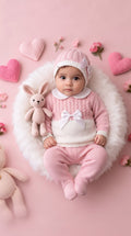 Completo Neonata 3 Pezzi in Lana con Fiocco - Melanie