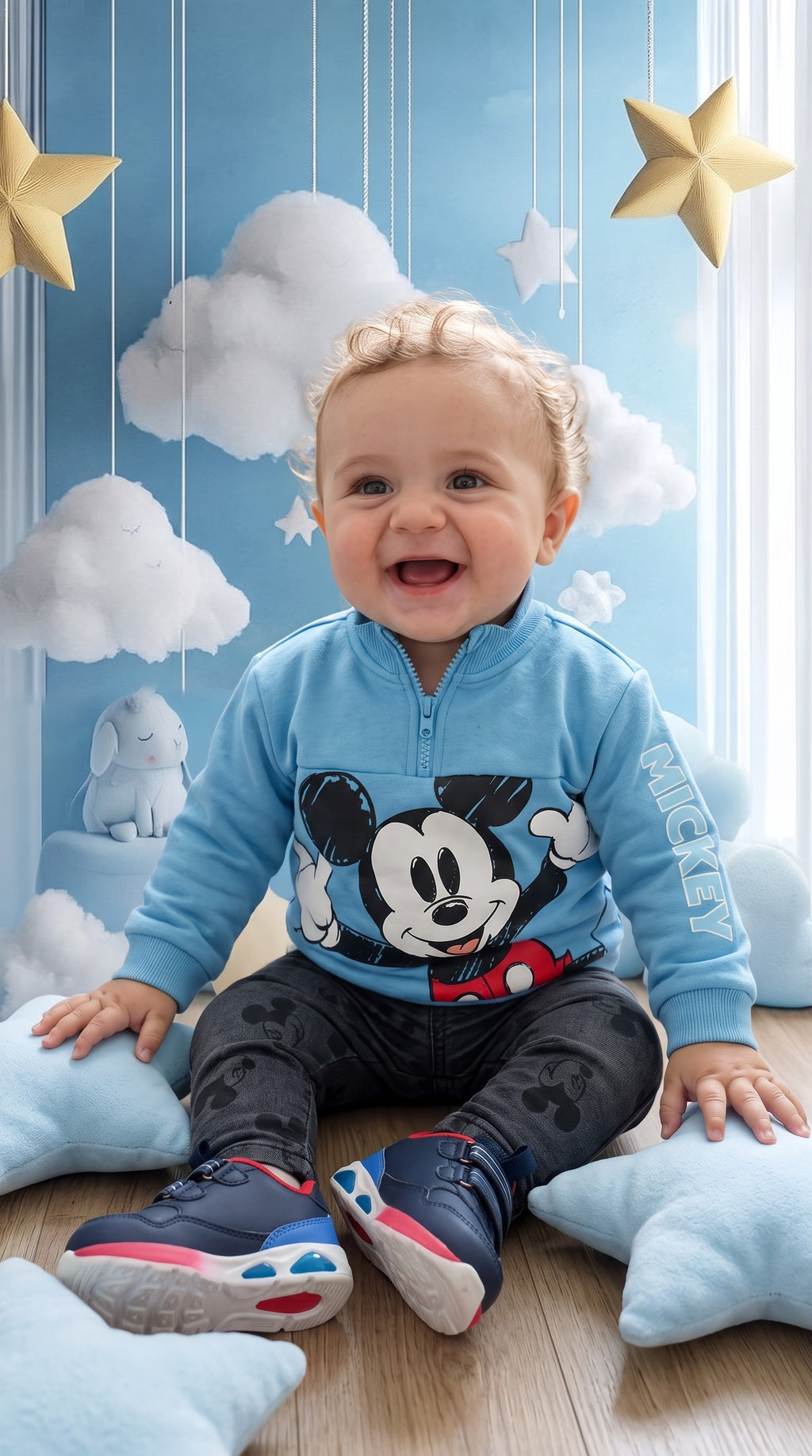 Completo Bambino Disney Mickey Mouse - Felpa con Cerniera e Jeans