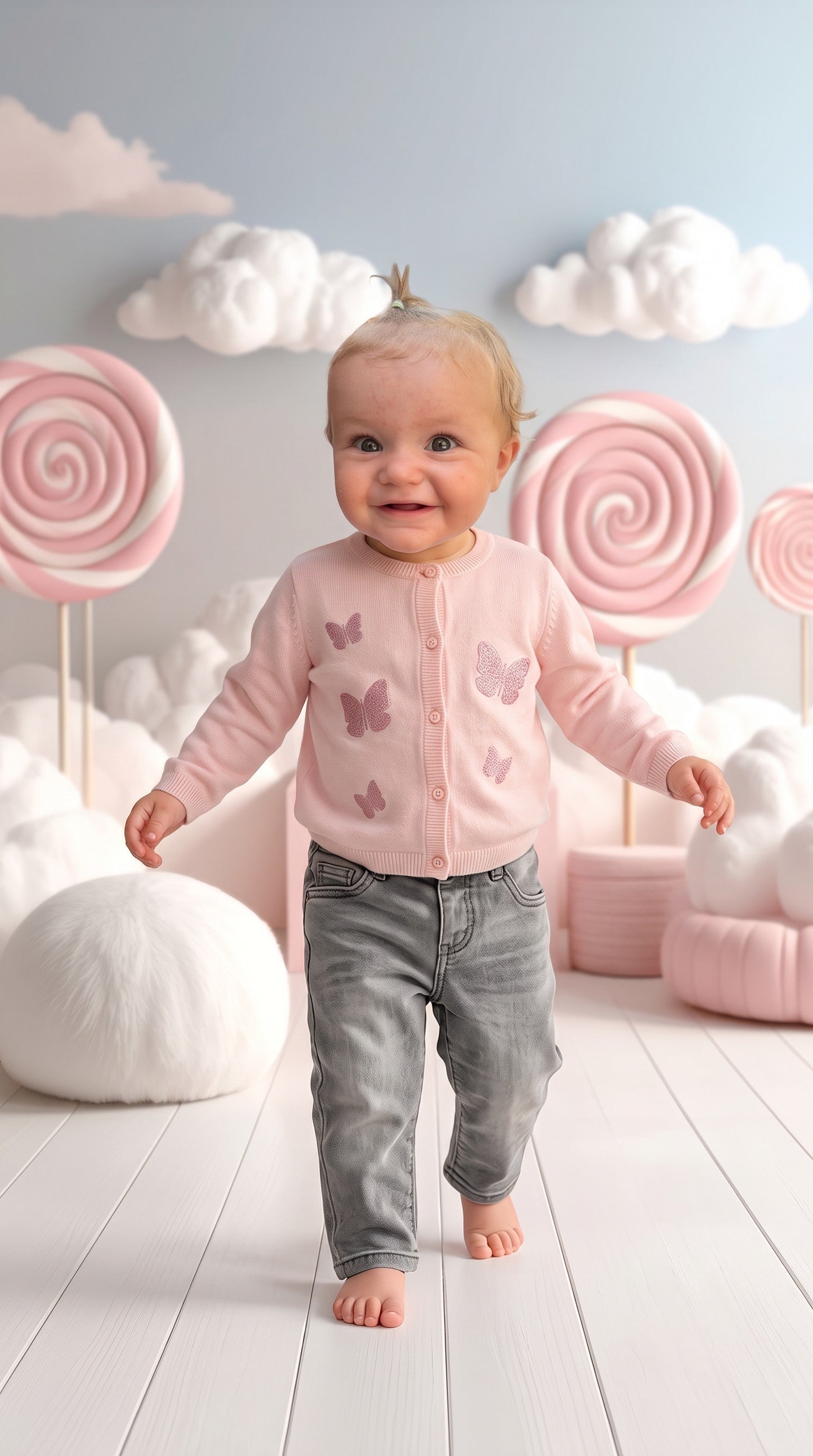 Set Cardigan Farfalle + Jeans Baby