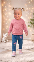 Set Felpa Cuore + Jeans Fiocco Paillettes