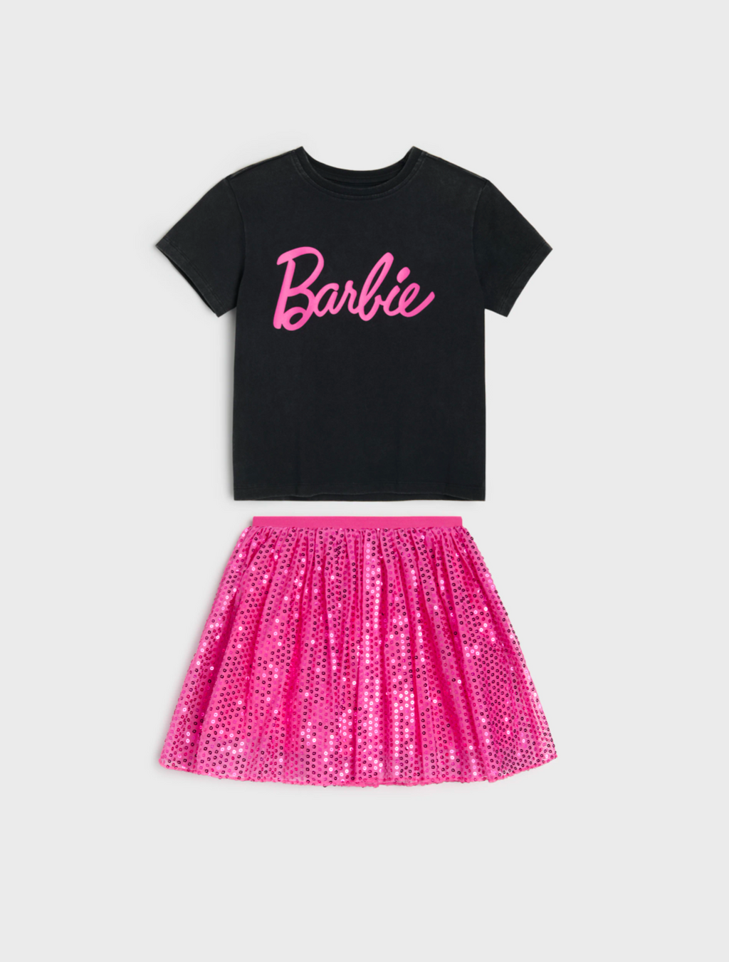 Completo Barbie – T-shirt e Gonna Paillettes – Bimba