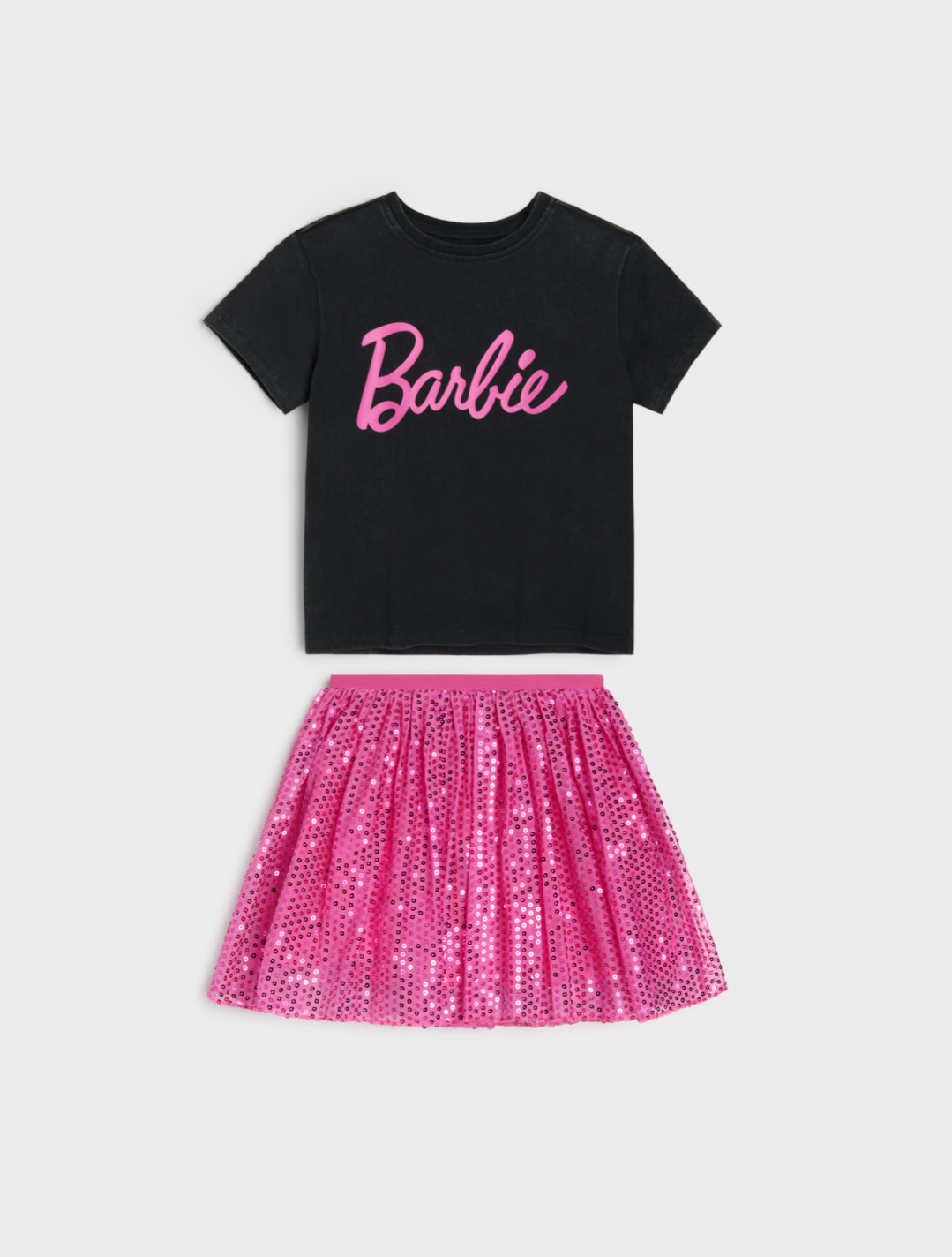 Completo Barbie – T-shirt e Gonna Paillettes – Bimba