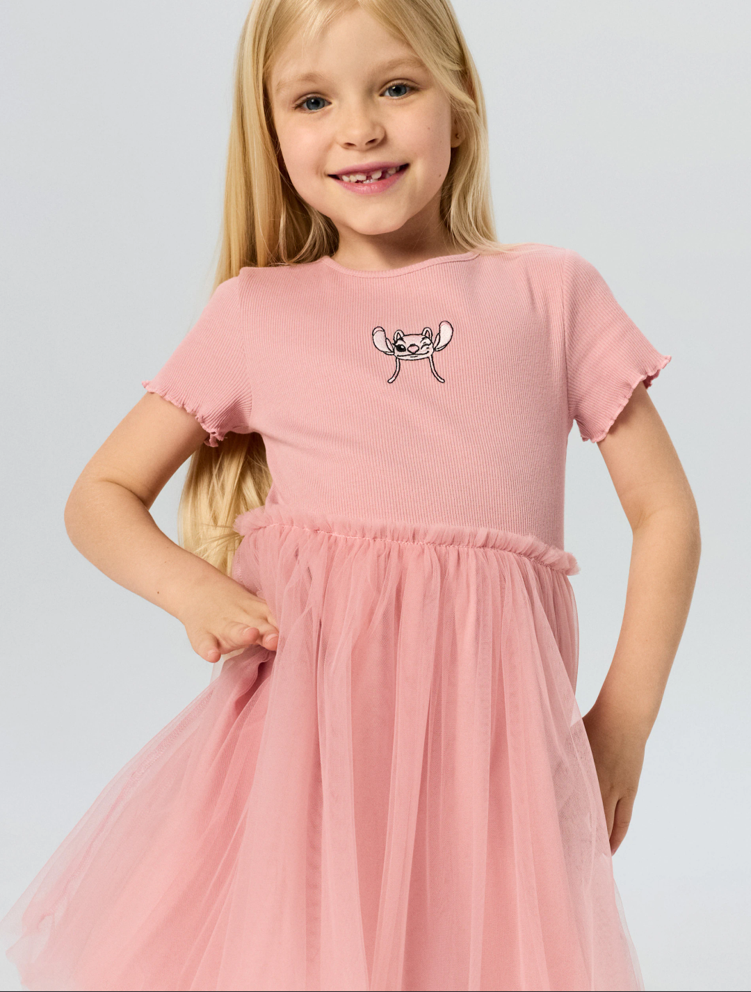 Vestito Angel Stitch Disney – Abito in Maglia e Tulle – Bimba