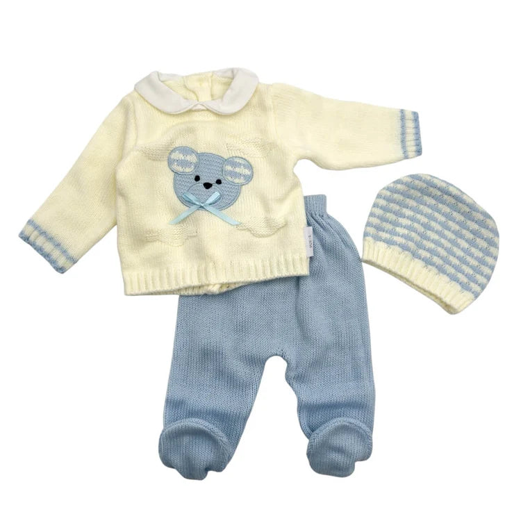 Completo Neonato 3 Pezzi in Lana con Topolino - Melanie