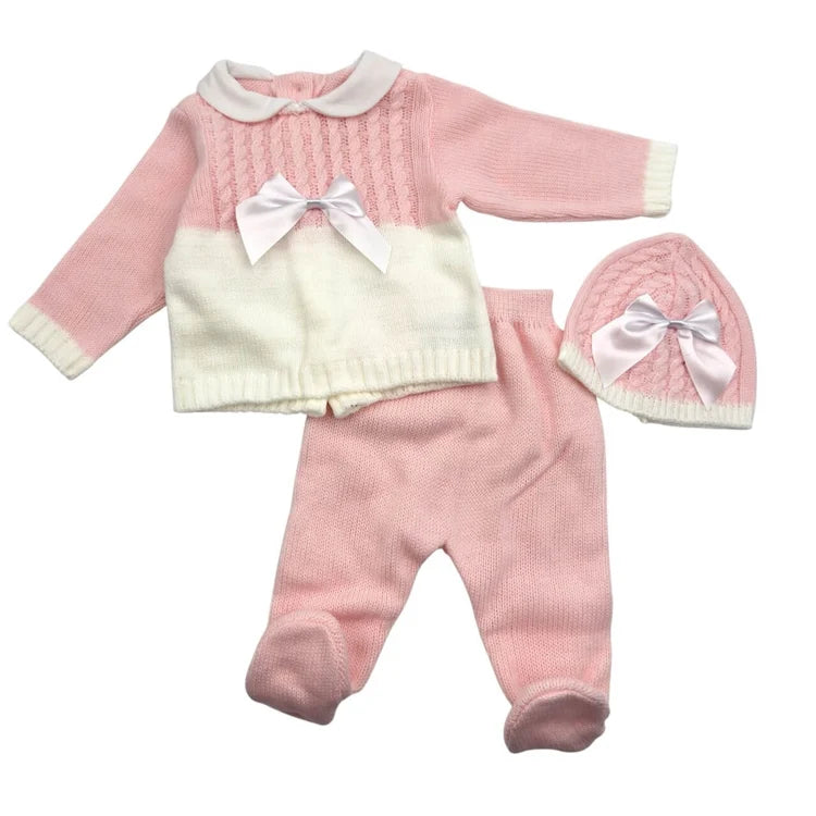 Completo Neonata 3 Pezzi in Lana con Fiocco - Melanie